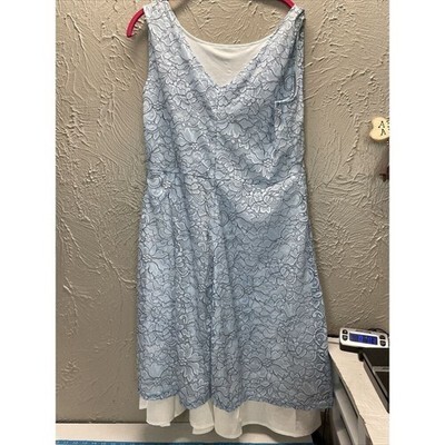 Blue A Line Flare Eyelet Sleeveless V Neck Crochet Overlay Size XXL/14 Item image 4