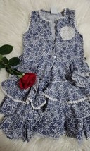 Mim Pi Girls Blue Dress Floral Embroidery Sz 8 - £14.00 GBP