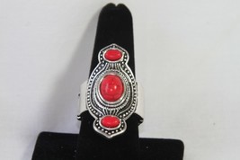 Paparazzi Stretch Band Ring (New) Dune Drifter - Red &amp; Silver - £6.43 GBP