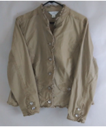 CJ Banks Women&#39;s Beige/Tan Ruched Jacket With Jeweled Buttons Size X - $14.84