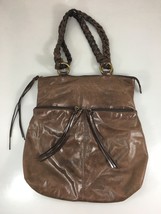 Hobo International Brown Leather Shoulder Bag Handbag Brass Hardware - £37.94 GBP