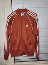 Adidas Trifoil Classics Track Jacket  Women M Orange Rust Zip Stripes At... - £33.82 GBP