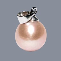 Dazzling Round 10.7mm Edison Natural Peach Pink Cultured Vintage Pearl Pendant - £52.82 GBP