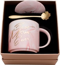 Birthday Gifts for Mom - Best Mom Ever Pink Marble Ceramic Coffee Mug 11... - £15.45 GBP