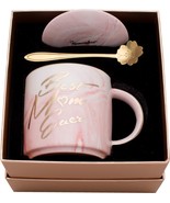 Birthday Gifts for Mom - Best Mom Ever Pink Marble Ceramic Coffee Mug 11... - £15.21 GBP