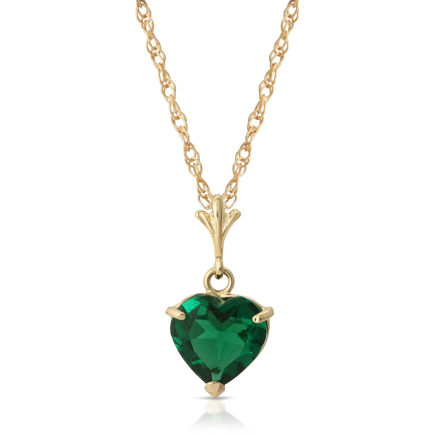 18 to 24 inches Heart Emerald Pendant Necklace, 9k Yellow Solid Gold Cha... - $336.59+