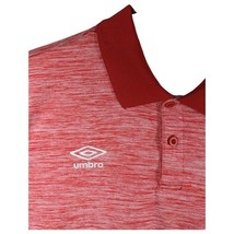 Umbro Red Polo Shirt Mens Medium Heather Rugby Soccer Collared Coach Top - $19.31