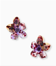 Kate Spade Petal Pushers Purple Stud Earrings Tortoise Shell Statement F... - £38.93 GBP