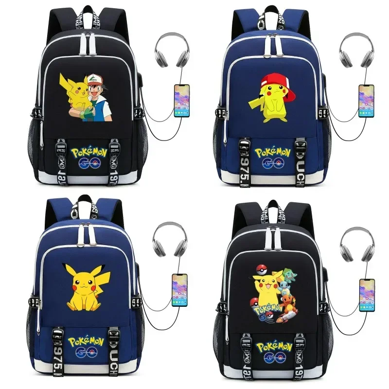 Anime Pokémon Charizard Backpack Pokemon  Pikachu USB School Bag Cartoon Cute - £10.07 GBP+