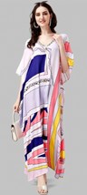 Indian Printed Feather Multi Pink Maxi Kaftan Dress Women Nightwear - £22.35 GBP