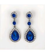 Blue Gemstone Crystal Drop Earrings Silver - €20,39 EUR