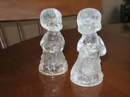 Mini Taper Holders-Boy &amp; Girl-Clear Glass-Set of 2 - $11.00