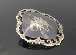 SIAM 925 Sterling Silver - Vintage Enamel Niello Elephant Brooch Pin - BP3857 - £45.66 GBP