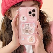 Lovely Cat Pink Heart Cute Phone Case For iphone 12 11 13 14 Pro Max 13Pro 12Pro - £8.37 GBP