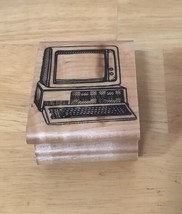 Rare Vintage Inkadinkado Classic Desktop Computer Wood Mounted Rubber Stamp - £7.42 GBP