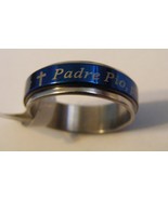 Religious blue spinner ring Saint Padre Pio Protect Me Size 11.75 - £7.99 GBP