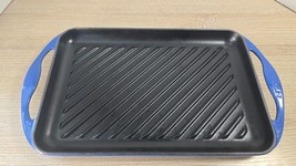 Le Creuset Rectangle Enameled Cast Iron Griddle Grill Pan  Blue #33 - $1,290.81 MXN