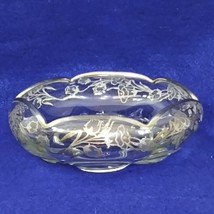 Candy Dish Vintage Glass Silver Plated Floral and Trim Collectible Home Decor - £29.37 GBP