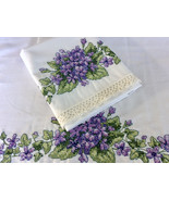 Never Used Set of Embroidered Pillow Cases with Purple Violets - £15.89 GBP