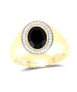 1/6 ctw  Natural Diamond 9X7mm Oval Black Onyx Mens Ring Size 10 - €1.106,13 EUR