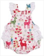 NEW Boutique Baby Girls Reindeer Christmas Ruffle Romper Jumpsuit - £5.98 GBP