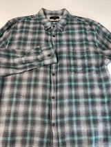 Vince Men Shirt Lined Button Up Pocket Long Sleeve Plaid Green Gray XL - £15.76 GBP