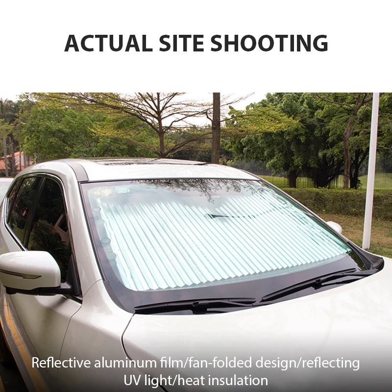 Automatic Retractable Car Windshield Sunshade Cover - Summer Waterproof Protec - £17.06 GBP
