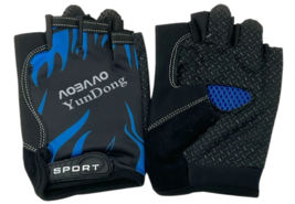 WULI Half Finger Cycling Gloves For Men & Women Sz. LARGE Black/Blue Lightweight image 2