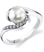 Sterling Silver Freshwater Button Shape Pearl Ring - £67.09 GBP+