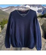 Vtg BALLY 100% Cotton Extra Fine Navy Blue Knit VNeck Sweater Jumper Uni... - £54.73 GBP