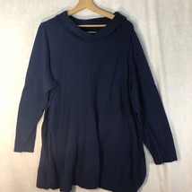 D + Co Size 3x Navy Cowl Neck Tunic Sweater Cotton Blend - £19.41 GBP