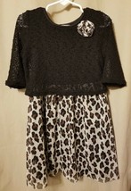Healthtex -Black and Leopard Print Dress Size 5T       B22 - £4.65 GBP