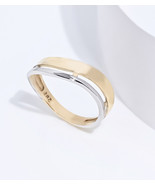 Asymmetric Ring-Two Tone Ring-Double Row Ring-14K Gold Ring-Statement Rings - $436.00