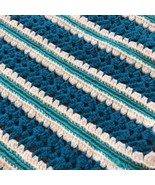 VTG Afghan Crochet Blanket Handmade Throw Multicolor Stripes Scallop Edg... - $88.90 CAD