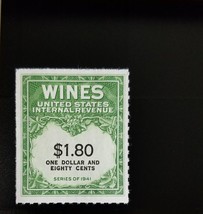 1942 $1.80 U.S. Internal Revenue Cordial &amp; Wine, Green Scott RE151 Mint ... - $1.48