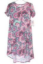 NWT LulaRoe Carly Swing Dress XXS Pink Teal Geometric Floral Unicorn Hi-Low 2XS - £30.86 GBP