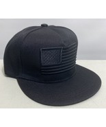 American Flag Embroidered Blacked Out Flat Brim Snapback Cap Hat Adjustable - $7.89 CAD