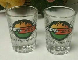 2 ESPN Zone BALTIMORE Glass Sports Bar Heavyweight Shot Glasses》3&quot; Tall ... - $17.81