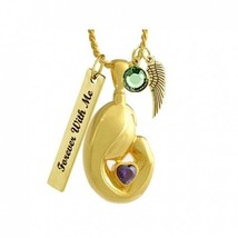 Mother &amp; Child Purple Crystal Gold Ashes Urn - Love Charms™ Option - £47.91 GBP