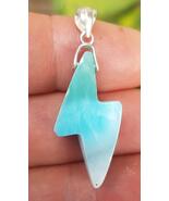 BLUE larimar handcarved 925 sterling silver Gemstone RAY pendant (l-113) - $564.34 MXN