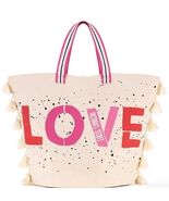  VICTORIA'S SECRET Love Canvas VS Tote Bag Weekender White Tassles NWT - $27.85