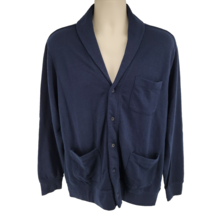 Chaps Navy Blue Cardigan Sweater Mens Size M Classic Pockets - £26.07 GBP
