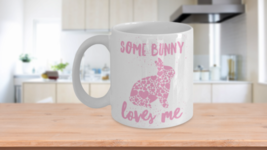 Some Bunny Loves Me Mug Cute Pink Rabbit Hearts Easter Gift Cup Daughter - £15.01 GBP