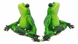 Meditating Twin Yoga Frogs Statue Buddha Frogs Decorative Sculpture Set 6&quot;Long - £20.83 GBP