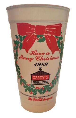 1989 Casey's General Store Christmas Cup Plastic Commemorative Coca Cola Santa - $18.81