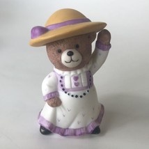 Vintage BC Bronson Teddy Bear Figurine Porcelain Bisque Fancy Hat Southern Charm - £9.56 GBP