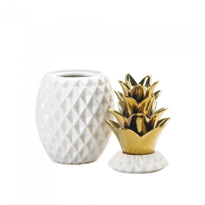 13" GOLD TOPPED PINEAPPLE JAR - $41.00
