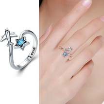 WOSTU 100% Real 925 Sterling Silver Opening Rings Hot Sale Clear CZ Adjustable R - £18.91 GBP