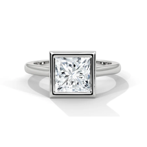 Solitaire Bezel 2ct Princess Moissanite  Lab Diamond Engagement Ring - $700.00