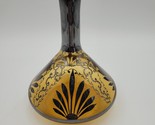 Vintage Art Deco Amber Glass Bottle Decanter With Detailed Silver Overlay - $9.89